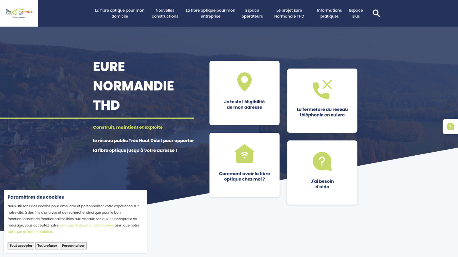 Vérifiez votre éligibilité au réseau Eure Normandie THD